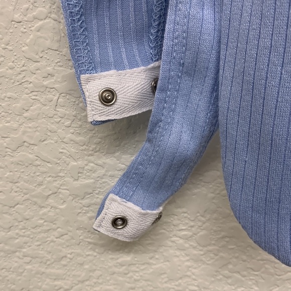 Le Lis Baby Blue Ribbed Knit Bodysuit - Picture 5 of 11